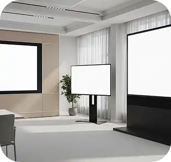 Display Screen for Hybrid Meeting Rooms large display used for virtual participant visibility during a hybrid meeting